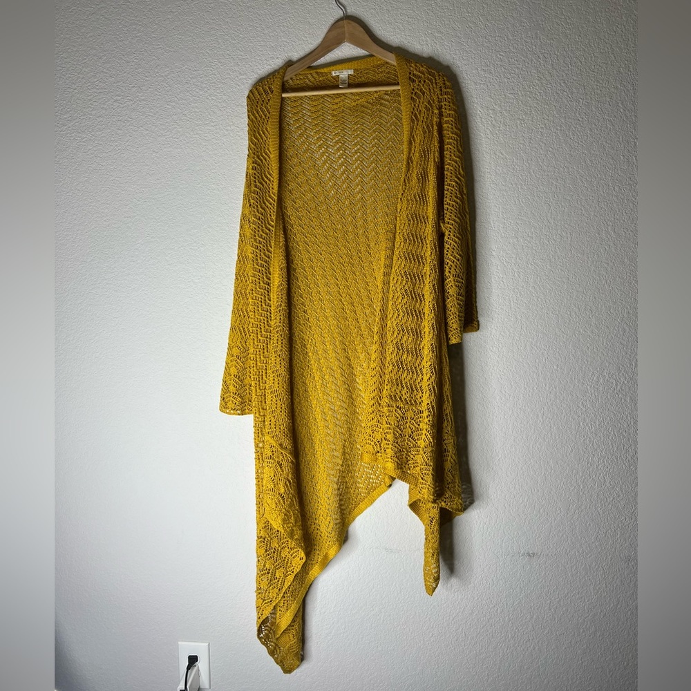 Golden Yellow Open Knit Oversize Cardigan